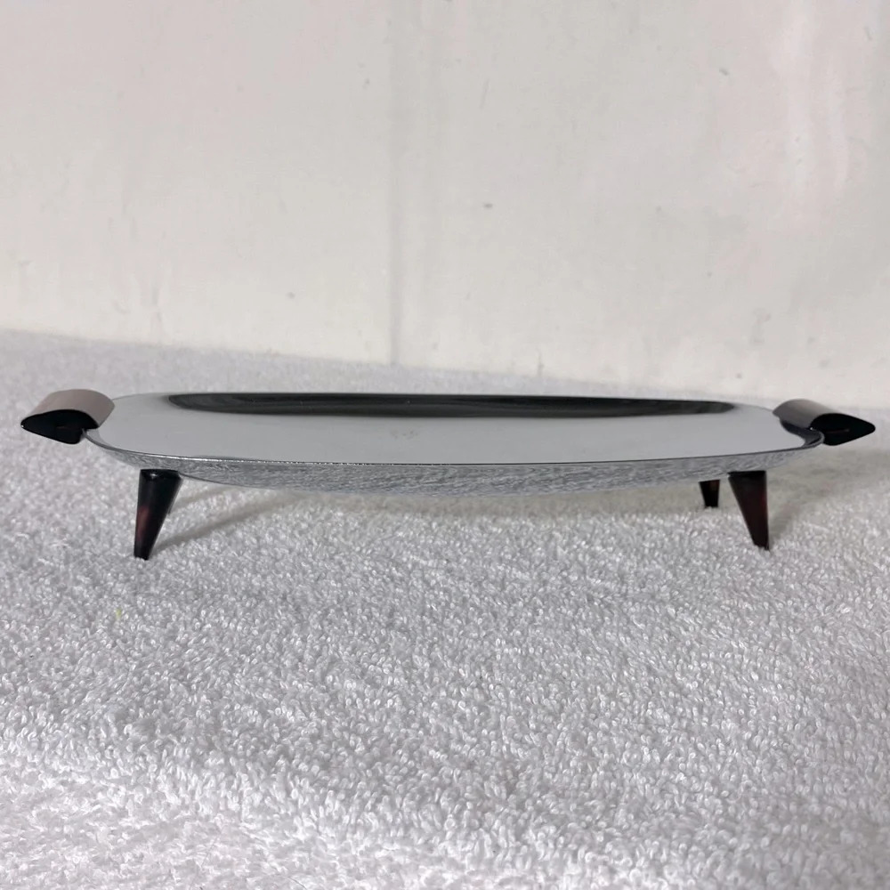 Vintage Glo Hill Gourmates Chrome And Cherry Red Bakelite Atomic Serving Tray